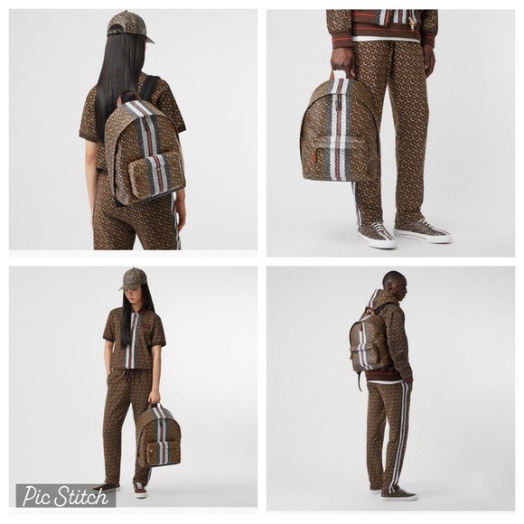 Burberry Monogram Stripe Print E-canvas Backpack - Picture 15 of 15